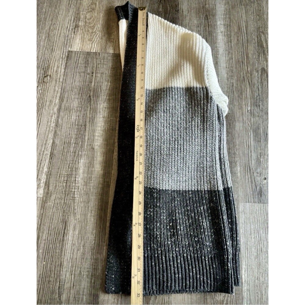 Eddie Bauer Open Front Cable Ivory Gray Black Cardigan Sweater Women’s Large - Picture 3 of 5